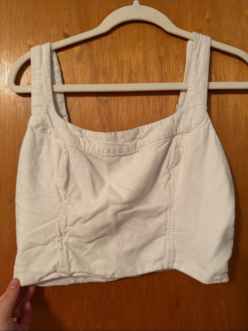 Abercrombie & Fitch White Cropped Tank Top with Wide Straps